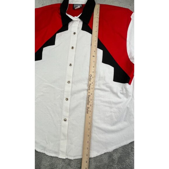 Vintage Roughrider Circle T Western Snap Shirt Men XL White Aztec Rodeo USA Made - Picture 7 of 10